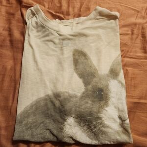 Kimchi Blue Cream and Gray Bunny Burnout T-Shirt